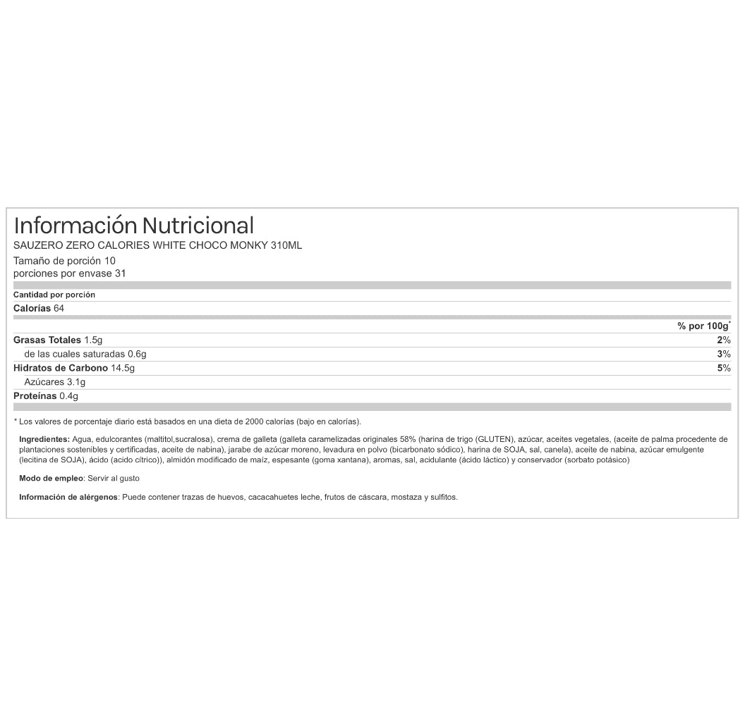 Sauzero Zero Calories White Choco Monky