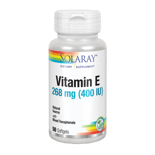 Solaray Vitamina E 400 UI- 50 Perlas. Sin Gluten.